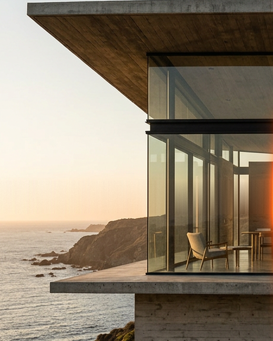 EXT. CLIFFTOP MODERNIST — SCAN 014: sea-facing modernist house, photoreal capture
